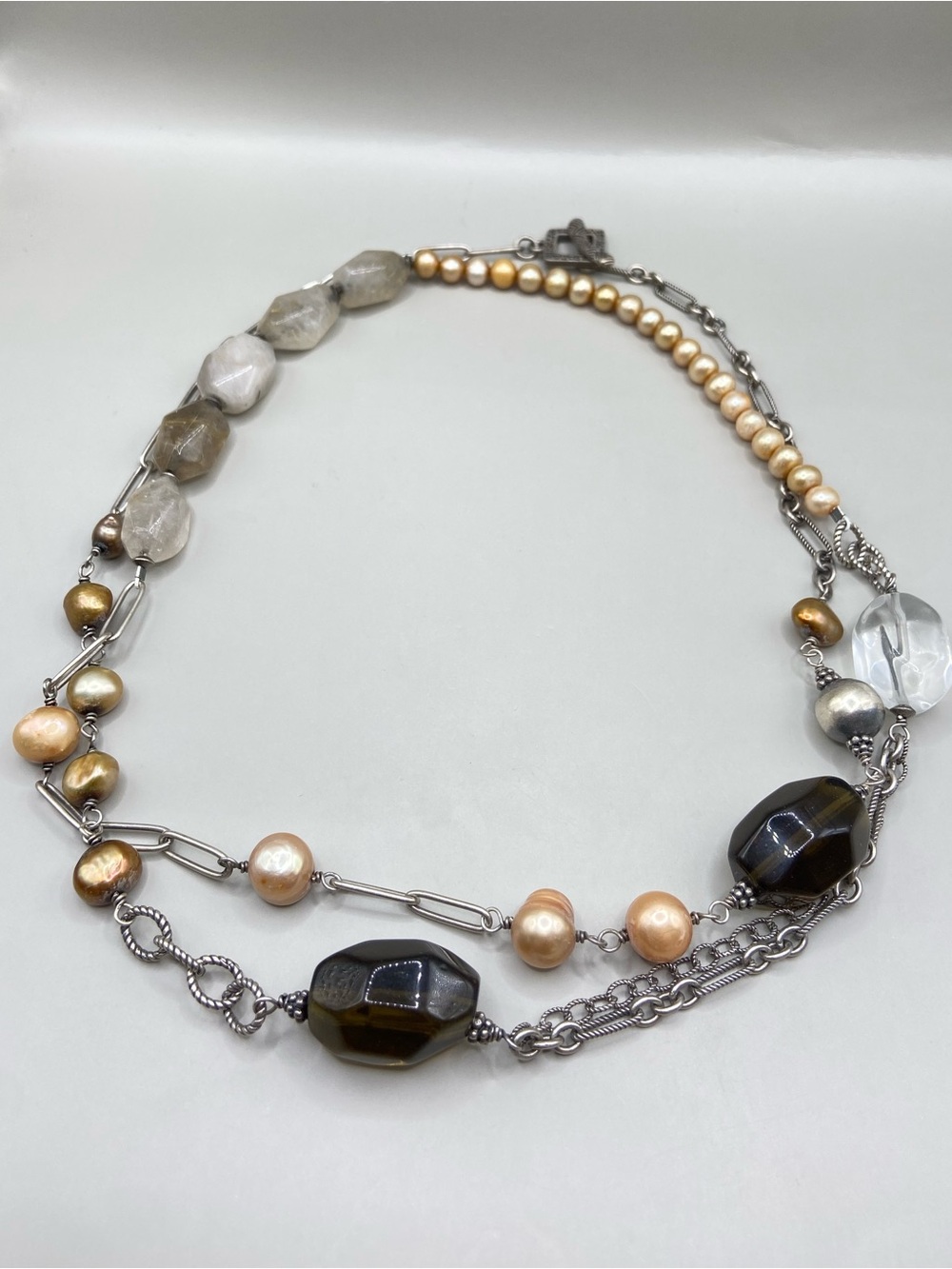 Silpada Sterling Silver and Pearl Long Toggle Necklace